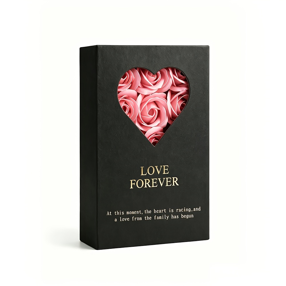Heart-Shaped Window Gift Box with Artificial Roses